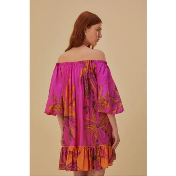 NEW Farm Rio Off The Shoulder Beach Forest Mini Dress in Size Medium